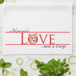 Serviette de cuisine d'amour de corgi