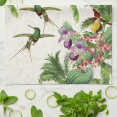 Serviette de cuisine d'animaux de fleurs d'oiseaux (Plié)