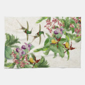 Serviette de cuisine d'animaux de fleurs d'oiseaux (Horizontal)