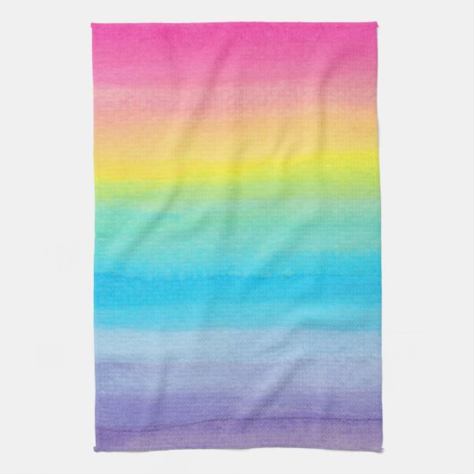 Serviette de cuisine d'arc-en-ciel d'aquarelle (Vertical)
