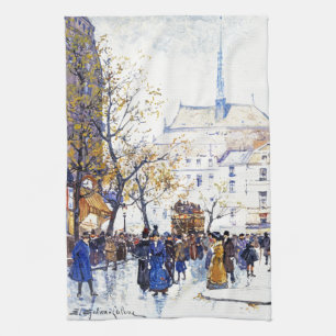 Serviette de cuisine d'art de scène de rue de