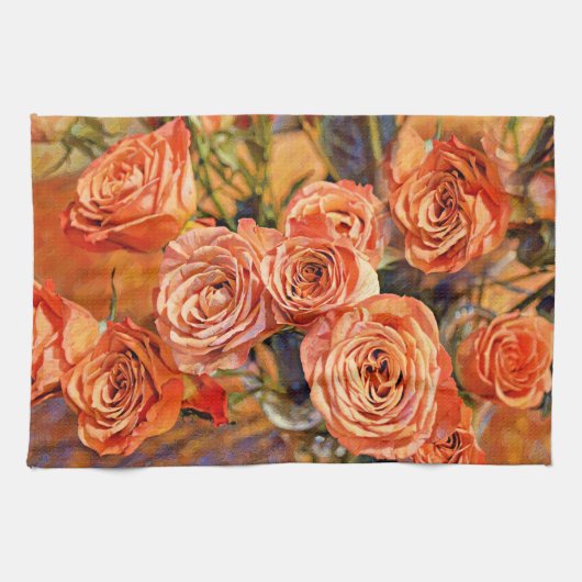 Serviette de cuisine d'art Rose orange (Horizontal)