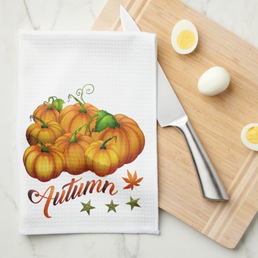 Serviette de cuisine d'automne Citrouille orange (Quart Plié)