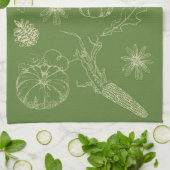 Serviette de cuisine d'automne en vert (Plié)
