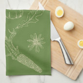 Serviette de cuisine d'automne en vert (Quart Plié)