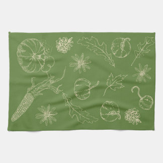 Serviette de cuisine d'automne en vert