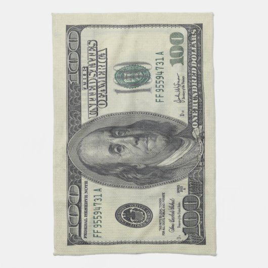 Serviette de cuisine de $100 Bill (Vertical)