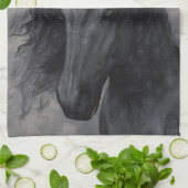 Serviette de cuisine de beauté noire (Plié)