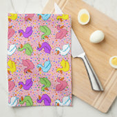 Serviette de cuisine de canards colorés (Quart Plié)
