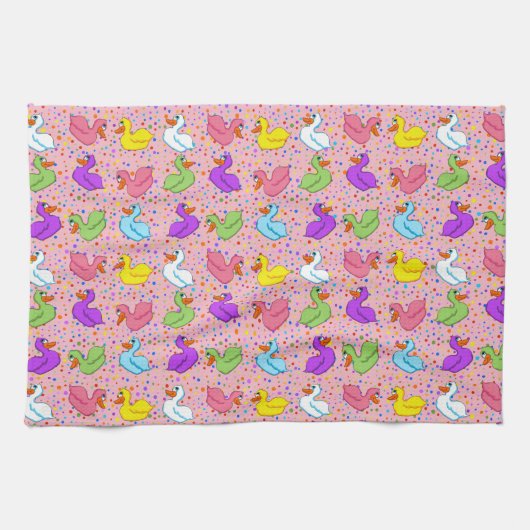 Serviette de cuisine de canards colorés (Horizontal)