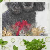Serviette de cuisine de caniche de Noël (Plié)