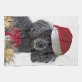 Serviette de cuisine de caniche de Noël (Horizontal)