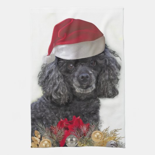 Serviette de cuisine de caniche de Noël (Vertical)