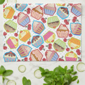 Serviette de cuisine de cerises des petits gâteaux (Plié)