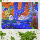 Serviette de cuisine de chat de Cactus du désert c (Plié)