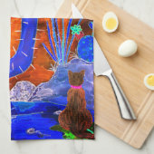 Serviette de cuisine de chat de Cactus du désert c (Quart Plié)