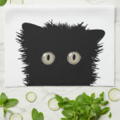 Serviette de cuisine de chat noir (Plié)
