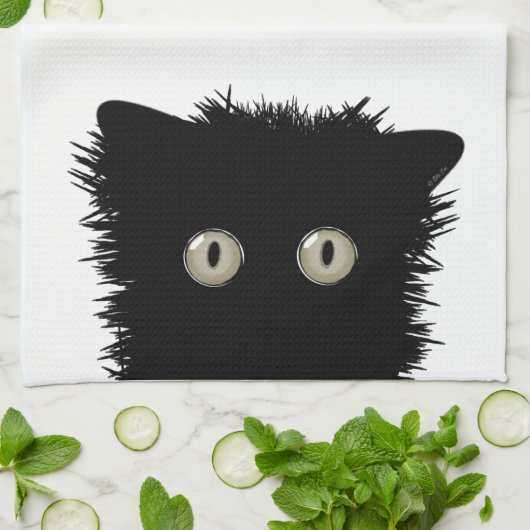 Serviette de cuisine de chat noir (Plié)