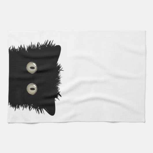 Serviette de cuisine de chat noir (Horizontal)