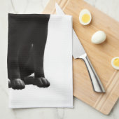 Serviette de cuisine de chat noir assis (Quart Plié)
