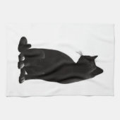 Serviette de cuisine de chat noir assis (Horizontal)