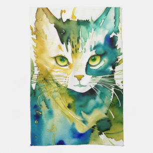 Serviette de cuisine de chat vert