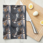 Serviette de cuisine de chèvre Noël (Quart Plié)