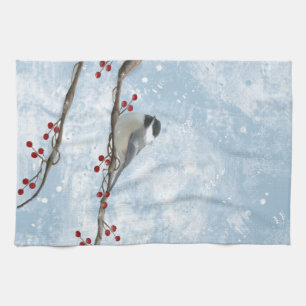 Serviette de cuisine de Chickadee d'hiver