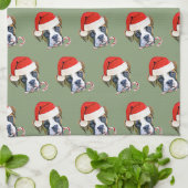 Serviette de cuisine de chien de boxeur de Noël (Plié)