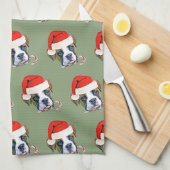 Serviette de cuisine de chien de boxeur de Noël (Quart Plié)