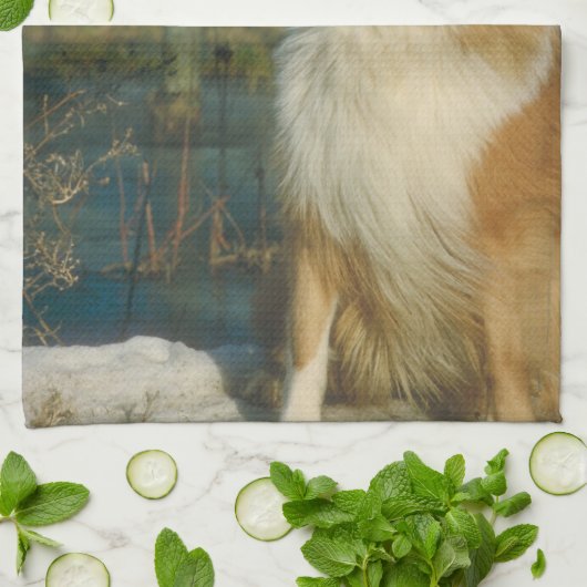 Serviette de cuisine de chien de colley (Plié)