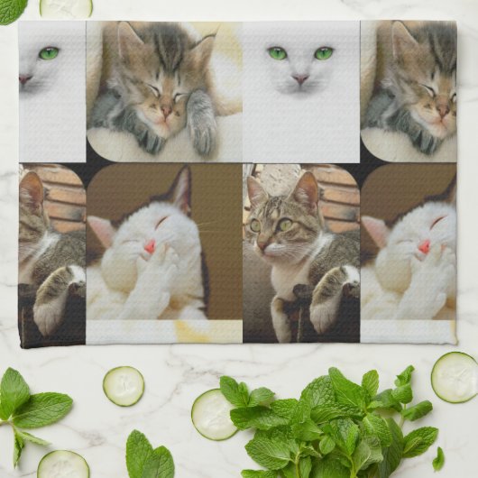 Serviette de cuisine de collage de chat (Plié)