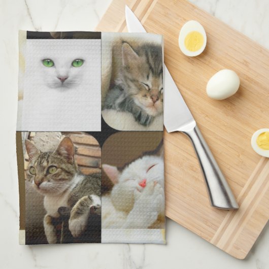 Serviette de cuisine de collage de chat (Quart Plié)