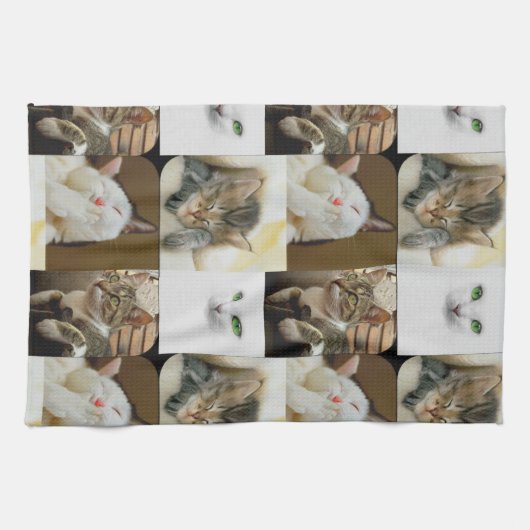 Serviette de cuisine de collage de chat (Horizontal)