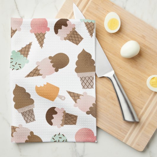 Serviette de cuisine de cornets de crème glacée (Quart Plié)