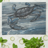 Serviette de cuisine de crabe bleu marine (Plié)