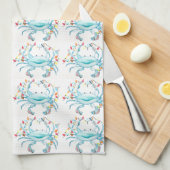 Serviette de cuisine de crabe de Noël bleu (Quart Plié)