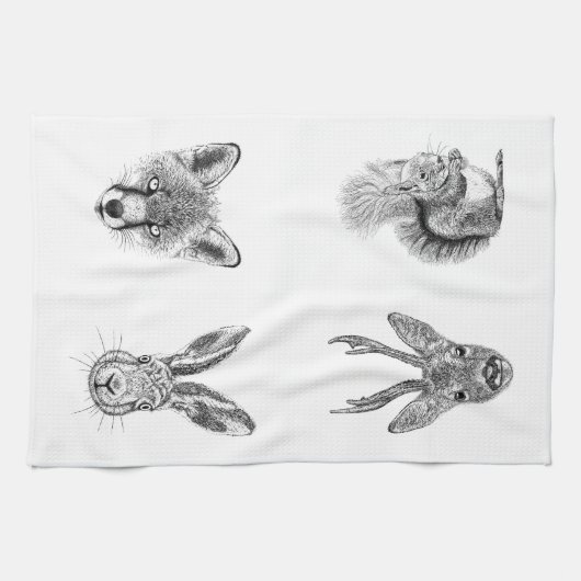 Serviette de cuisine de dessin de faune de cadeau (Horizontal)