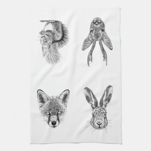 Serviette de cuisine de dessin de faune de cadeau (Vertical)