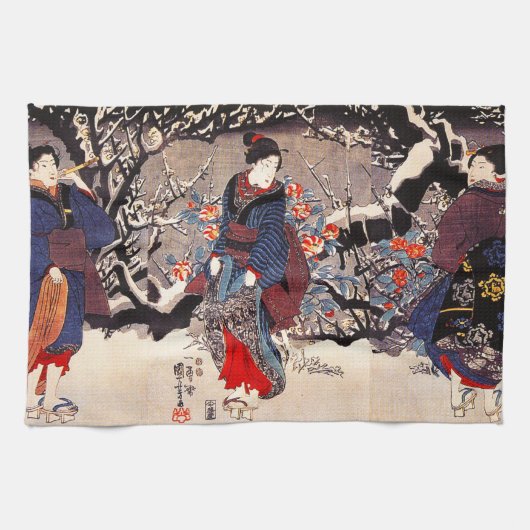 Serviette de cuisine de femmes de Kuniyoshi trois (Horizontal)