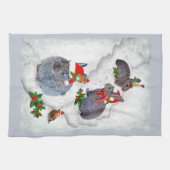 Serviette de cuisine de fête de Noël de lapins (Horizontal)