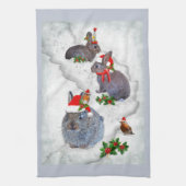 Serviette de cuisine de fête de Noël de lapins (Vertical)