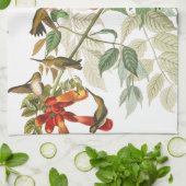 Serviette de cuisine de fleurs d'oiseaux de (Plié)