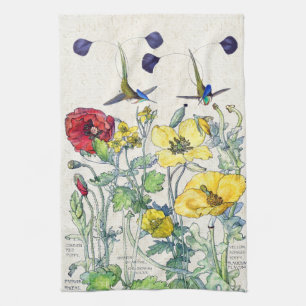 Serviette de cuisine de fleurs sauvages de pavot
