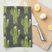 Serviette de cuisine de floraison de cactus de (Quart Plié)