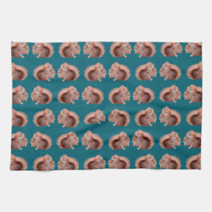 Serviette de cuisine de frénésie d'écureuil rouge
