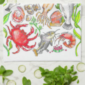 Serviette de cuisine de fruits de mer (Plié)