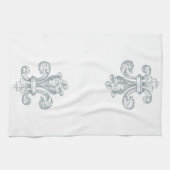 Serviette de cuisine de Gray Fleur de Lis (Horizontal)