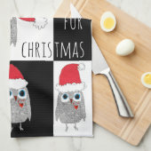 Serviette de cuisine de la Chouette de Noël (Quart Plié)