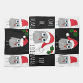 Serviette de cuisine de la Chouette de Noël (Horizontal)